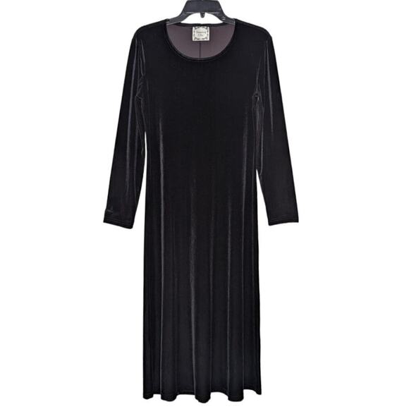 VINTAGE Dressing Clio Black Velvet Maxi Dress Size M - Picture 8 of 8